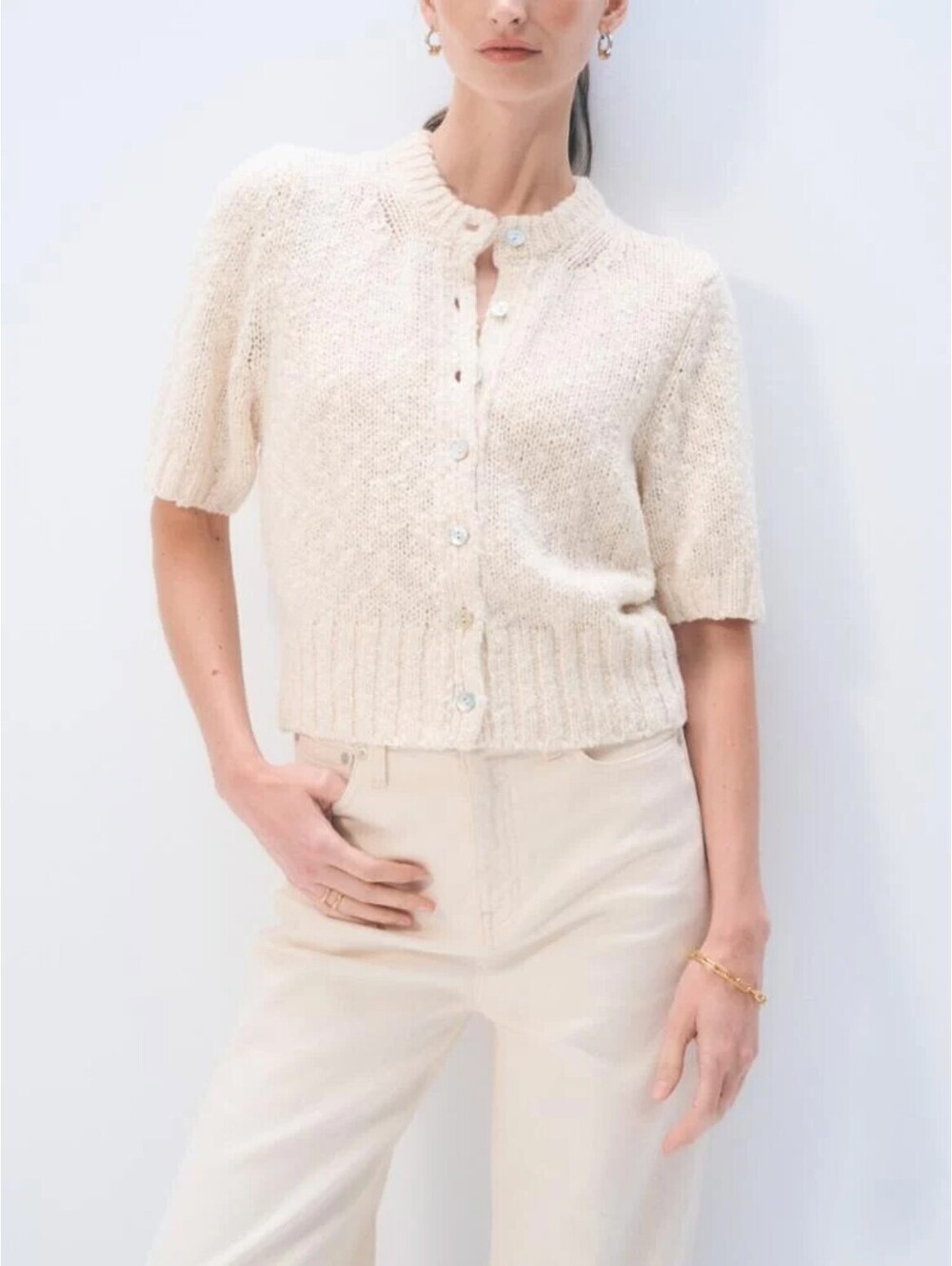 *RARE* White & Warren Marled Cotton Wool Blend Cardigan